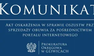 Komunikat Prokuratury Okręgowej w Gliwicach: akt oskarżenia w sprawie oszustw przy sprzedaży obuwia przez portal internetowy.