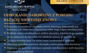 Podważenie darowizny przez rodzeństwo z powodu rażącej niewdzięczności. Kancelaria radcy prawnego Mateusz Biadała.