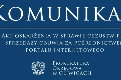Komunikat Prokuratury Okręgowej w Gliwicach: akt oskarżenia w sprawie oszustw przy sprzedaży obuwia przez portal internetowy.