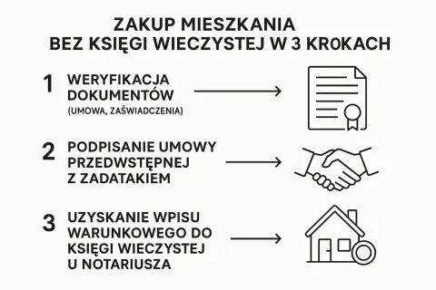 Zakup mieszkania spółdzielczego własnościowego bez księgi wieczystej dziedziczenie: weryfikacja, umowa z zadatkiem, wpis warunkowy u notariusza.