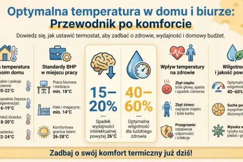Optymalna temperatura w biurze BHP to klucz do zdrowia i wydajności. Sprawdź, jak zadbać o komfort termiczny.
