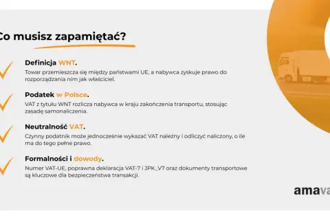 WNT: towar między krajami UE, nabywca jak właściciel. Podatek w Polsce rozlicza nabywca. Neutralność VAT. Formalności i dowody kluczowe.
