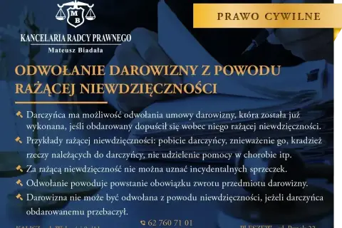 Podważenie darowizny przez rodzeństwo z powodu rażącej niewdzięczności. Kancelaria radcy prawnego Mateusz Biadała.