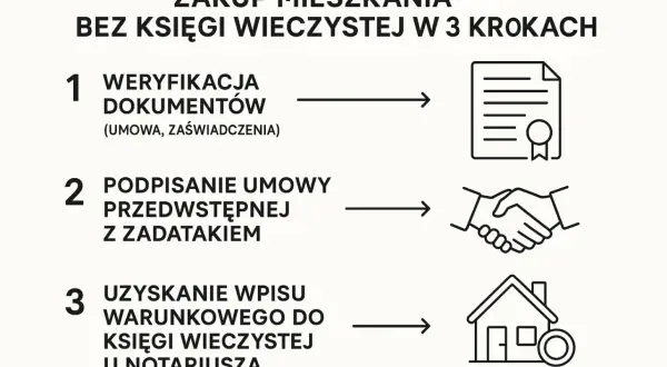 Zakup mieszkania spółdzielczego własnościowego bez księgi wieczystej dziedziczenie: weryfikacja, umowa z zadatkiem, wpis warunkowy u notariusza.