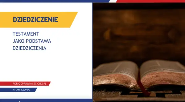 Otwarta księga symbolizuje testament, który daje podstawę dziedziczenia. Edukacja prawna.