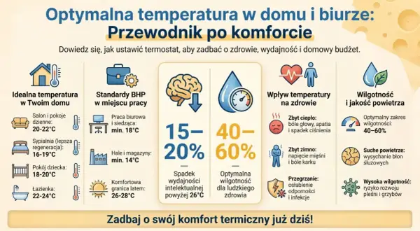 Optymalna temperatura w biurze BHP to klucz do zdrowia i wydajności. Sprawdź, jak zadbać o komfort termiczny.