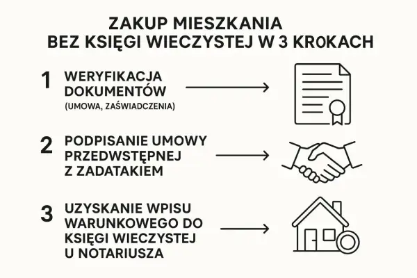 Zakup mieszkania spółdzielczego własnościowego bez księgi wieczystej dziedziczenie: weryfikacja, umowa z zadatkiem, wpis warunkowy u notariusza.